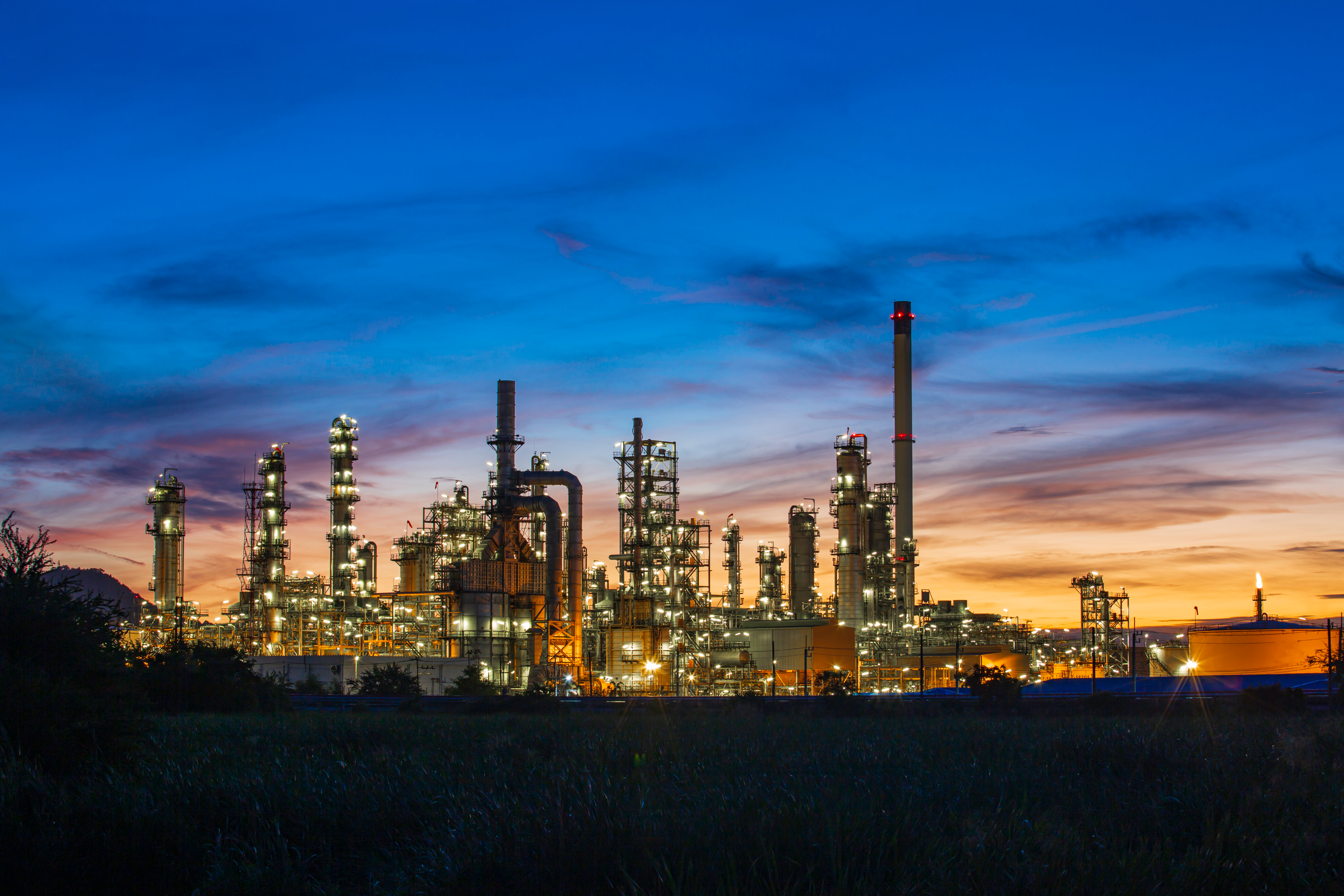 Petroleum refinery at night