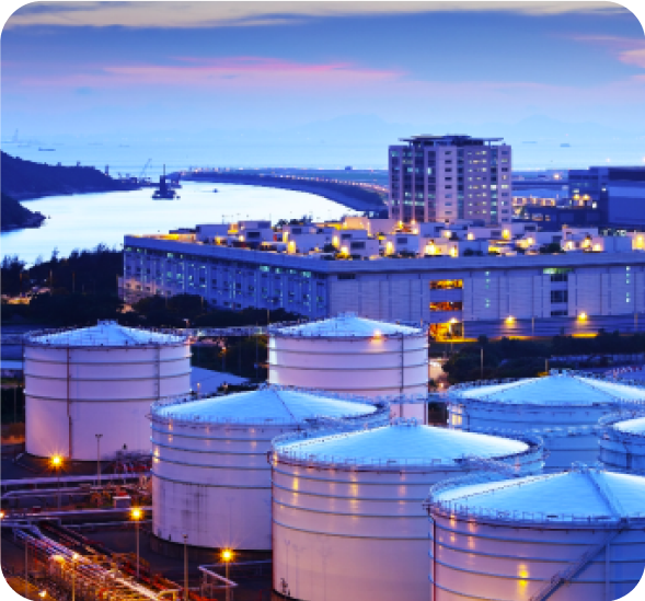 Petroleum storage tanks at a terminal
